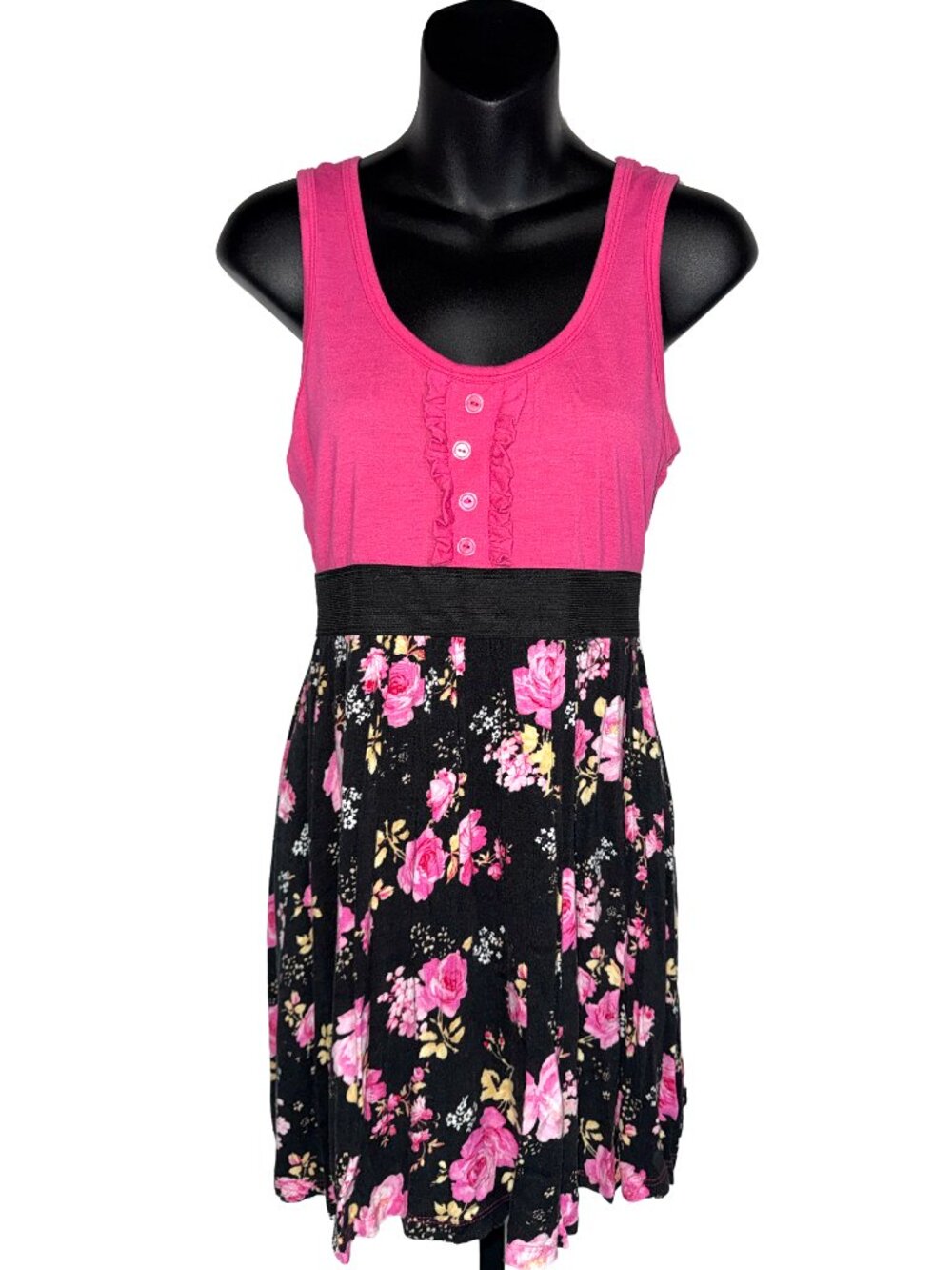 Y2K Chesley Brand Pink and Black Floral Dress Juniors Large or Women's Medium